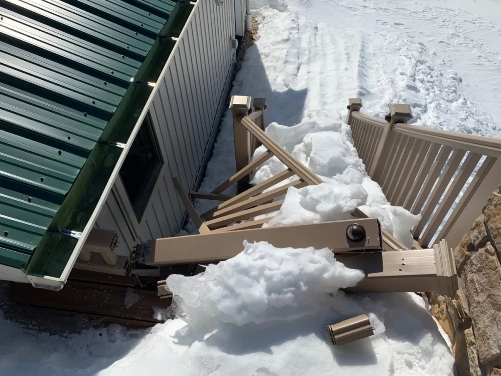 Stair destroyed after snow storm