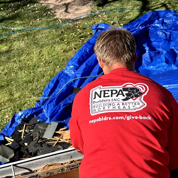NEPA team member working during our Raising the Roof project service in Clarks Summit