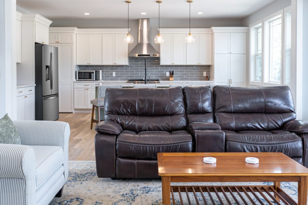 furnished living room in new constructed home