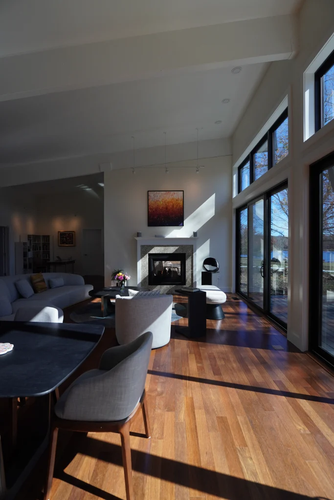 Final interior of new construction with open floor design