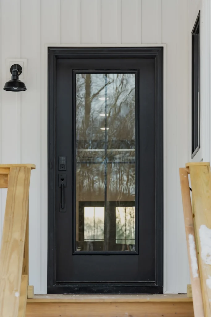 front door of new home construction