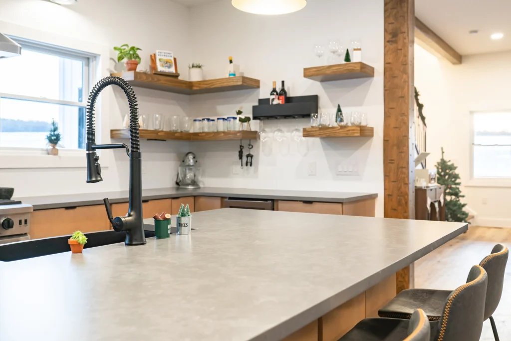 kitchen counter and sink in new home construction