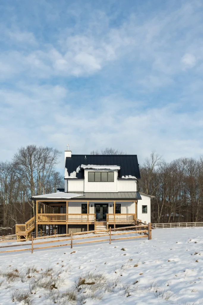 Front view of new home construction