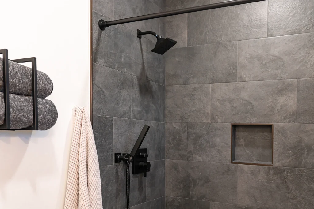 walk in shower in new home construction